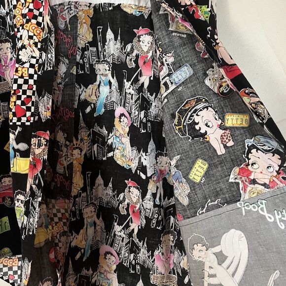 VTG Betty Boop Novelty Bingo Vegas NYC Cotton Button down Long Sleeve Blouse M/L - Picture 15 of 16